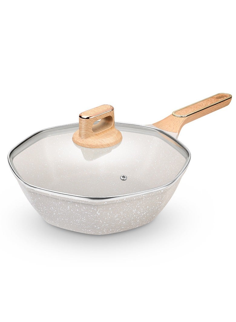 Stir-Frying Pan With Lid And Handle, Non-Stick Frying Pan. It Is For Home Frying And Stir-Frying, Compatible With Induction Cookers. It Is A Special Stir-Frying Pan For Gas Stoves, A Non-Stick Pan A - Image 1