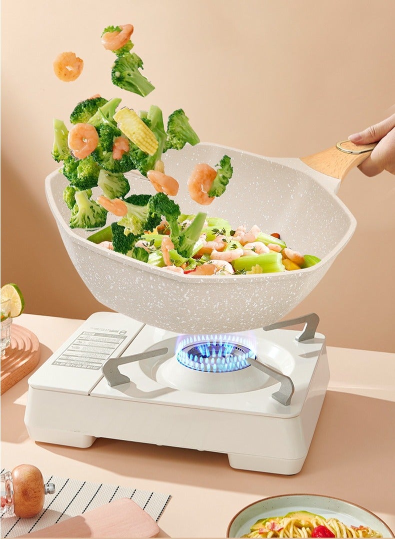 Stir-Frying Pan With Lid And Handle, Non-Stick Frying Pan. It Is For Home Frying And Stir-Frying, Compatible With Induction Cookers. It Is A Special Stir-Frying Pan For Gas Stoves, A Non-Stick Pan A - Image 5