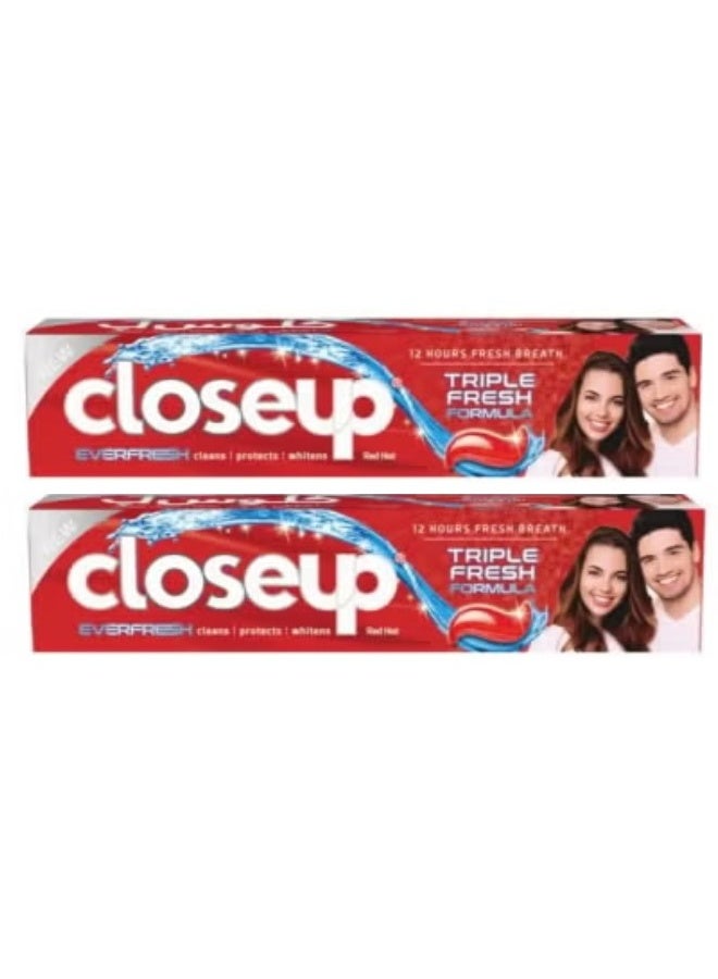 كلوز أب 2 عبوة من كلوس اب معجون اسنان تركيبة الانتعاش الثلاثي أحمر حار - 50 مل - Image 1