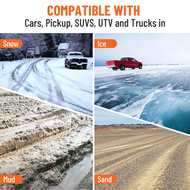 Racewill 2 Pack Tire Metal Gripper Traction Straps, Anti-Skid Emergency Mud Vehicle Recovery Blocks for Get Unstuck, Compatible with Car SUV Pickup Truck for Mud, Sand, Snow and Ice - Image 5