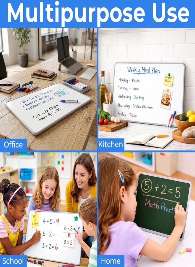 Eduway MagPad Magnetic A3 Small Double Sided White Board & Chalk Board with 1 Magnetic Marker | Reusable Mini Dry Lap Board for Kids, Students | Portable Lightweight Writing Board (42x 29.7 cm) - Image 5