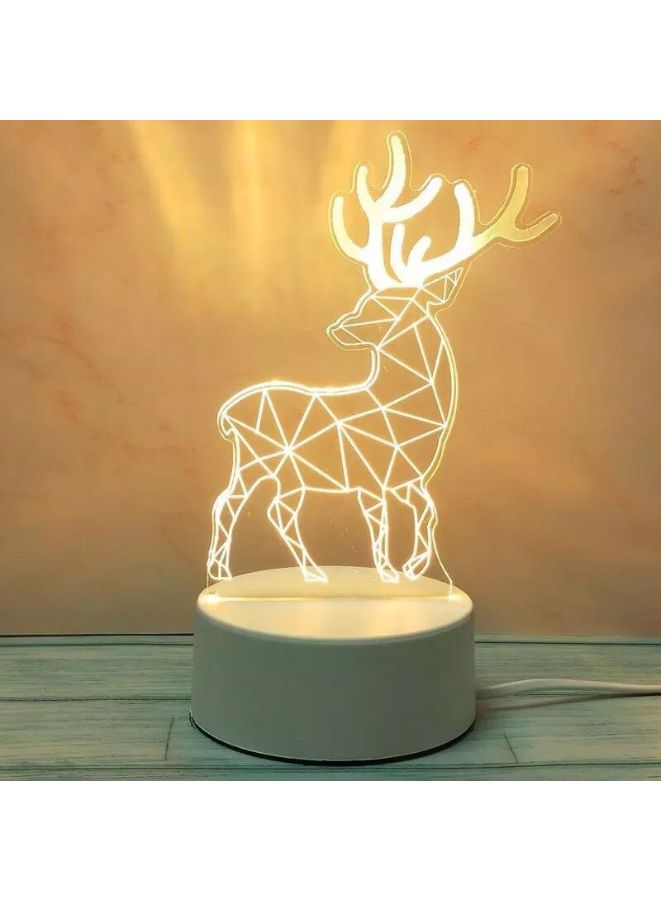 Fatio Elk 3D LED Acrylic Night Light | USB & Battery Powered Bedroom Table Lamp | 20 x 20 x 11 cm - Image 1