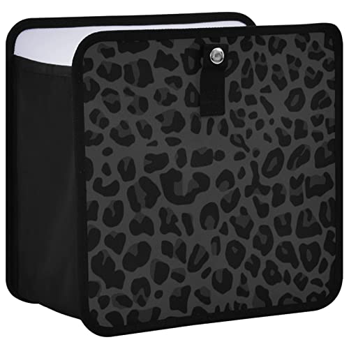Oarencol Black Leopard Car Trash Can Foldable Hanging Car Trash Bag Small Waterproof Car Accessories Garbage Bin Cheetah Print - Image 1