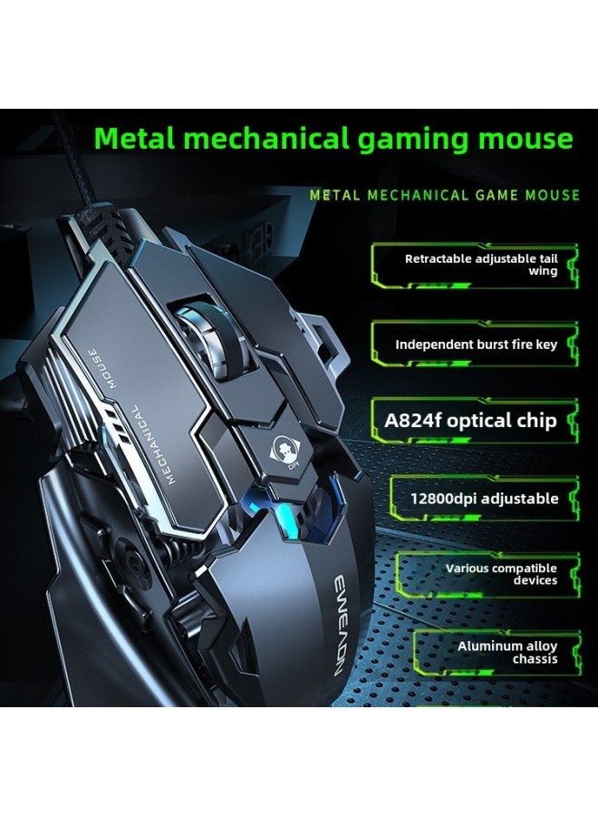 Forerunner MK500 Electric Competition Mouse Wired Mechanical Macro Desktop Computer Metal Weight Mute Special-Color:Metallic Black-silent Version  - Image 2