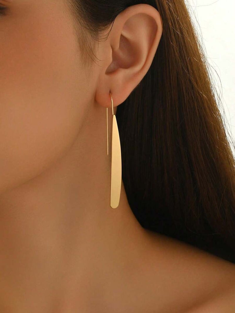 Shein 1 Pair Women's Fashion Geometric Rectangular Shiny Earrings, Versatile For Daily And Casual Wear - Size one-size - Image 5