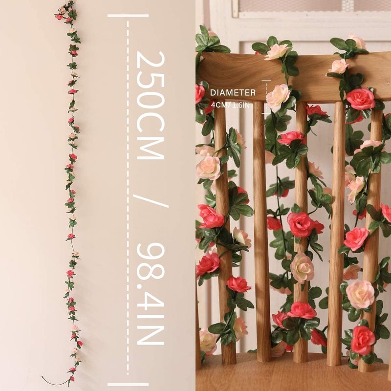 Partyjoy 8pcs 65.6Ft Flower Garland,PARTY JOY Fake Rose Vine Artificial Flowers Hanging Rose Ivy Garland for Room Wall Decor Hanging Baskets Wedding Arch Garden Background Decor (Pink-8PCS) - Image 3