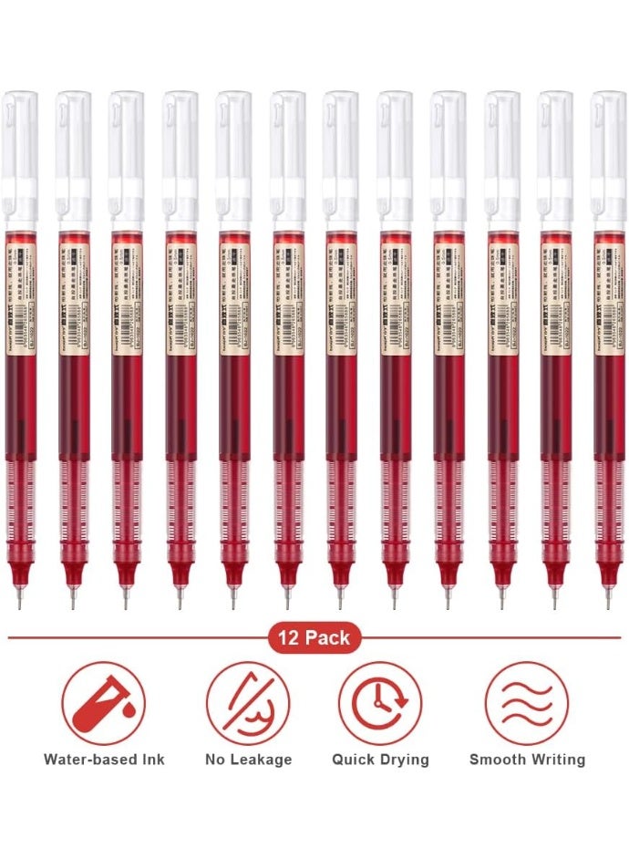 12 قلم حبر جاف أحمر، حبر سريع الجفاف، أقلام حبر جاف برأس رفيع للغاية 0.5 مم للكتابة والرسم وتدوين اليوميات. - Image 2