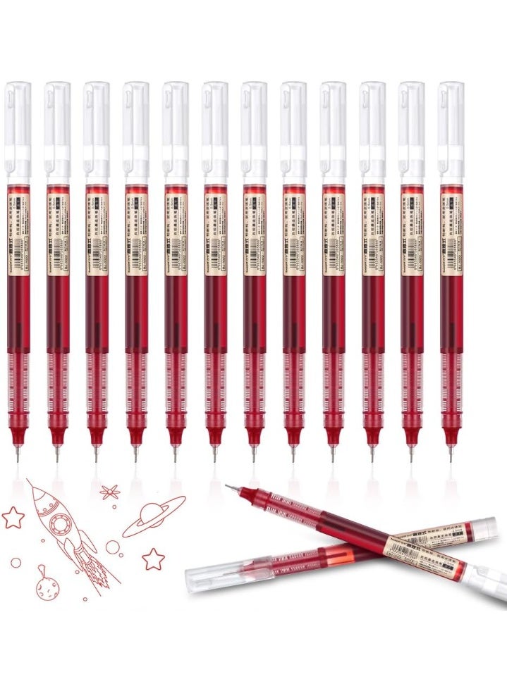 12 قلم حبر جاف أحمر، حبر سريع الجفاف، أقلام حبر جاف برأس رفيع للغاية 0.5 مم للكتابة والرسم وتدوين اليوميات. - Image 1