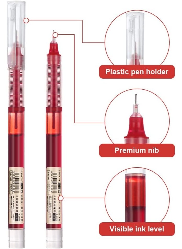 12 قلم حبر جاف أحمر، حبر سريع الجفاف، أقلام حبر جاف برأس رفيع للغاية 0.5 مم للكتابة والرسم وتدوين اليوميات. - Image 5