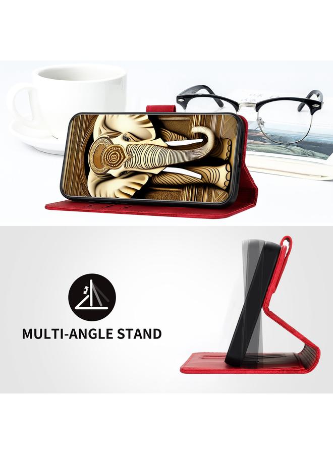 اس-توب جراب لهاتف Samsung Galaxy A11 إصدار الاتحاد الأوروبي YX0060 جراب هاتف جلدي منقوش عليه رأس فيل مع حبل تعليق - Image 4