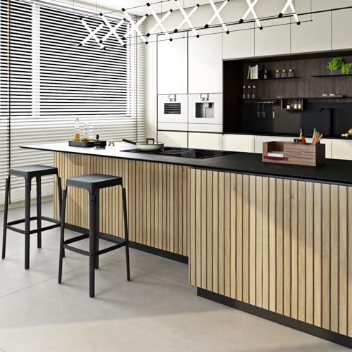 FunStick 24x394 Thick Brown Slats Wood Peel and Stick Wallpaper 3D Wood Slat Wall Paneling Wall Paper Roll for Bedroom Living Room Self Adhesive Waterproof Wood Grain Contact Paper for Walls Cabinets - Image 2
