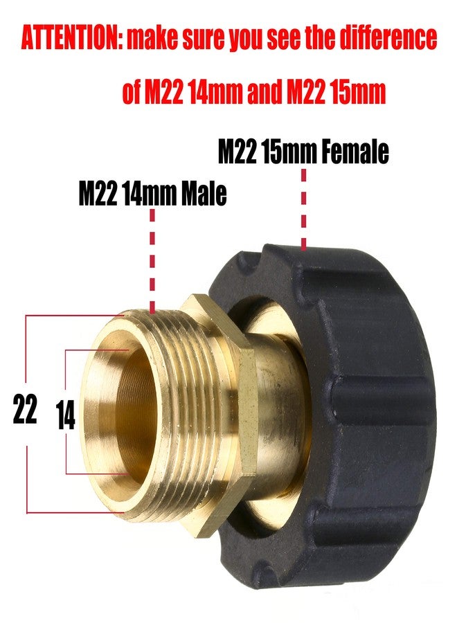 M MINGLE Pressure Washer Adapter, Metric M22 15mm Female Thread to M22 14mm Male, 4500 PSI - Image 3