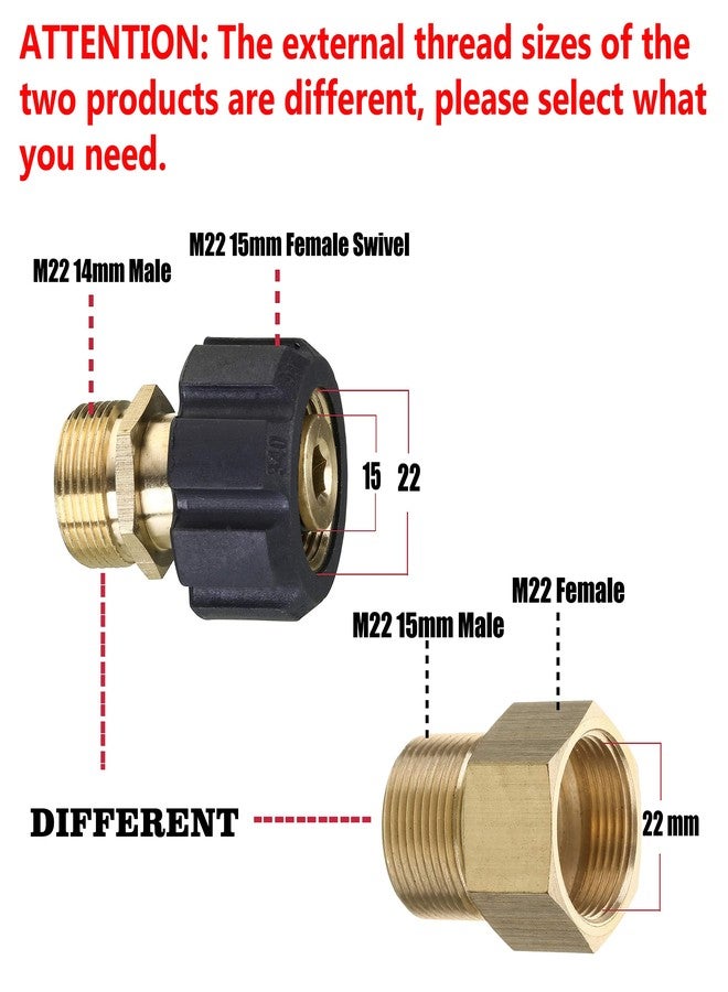 M MINGLE Pressure Washer Adapter, Metric M22 15mm Female Thread to M22 14mm Male, 4500 PSI - Image 4
