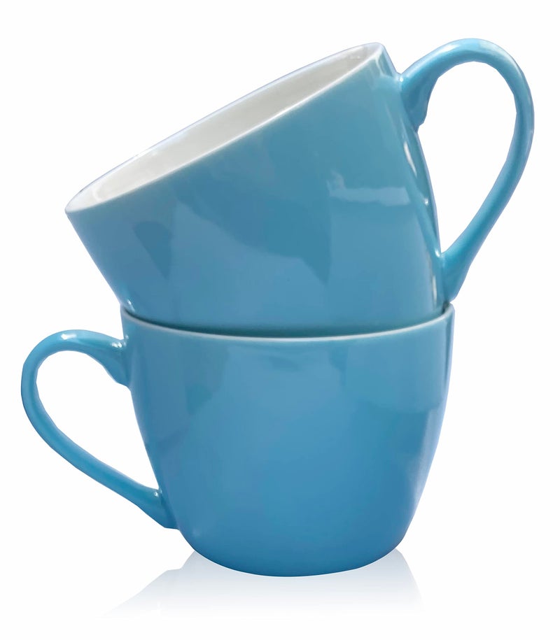 MECOWON 30 OZ Porcelain Coffee Mugs Set of 2 Large Mugs for Soup Cereal and Salad skyblue