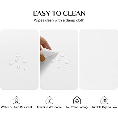 Softalker Rectangle Tablecloth, Waterproof & Stain Resistant Square Table Cloths Wrinkle Free Fabric Washable 210GSM Polyester Table Cover for Spring/Party/Outdoor - 54 x 54 inch,White - Image 4