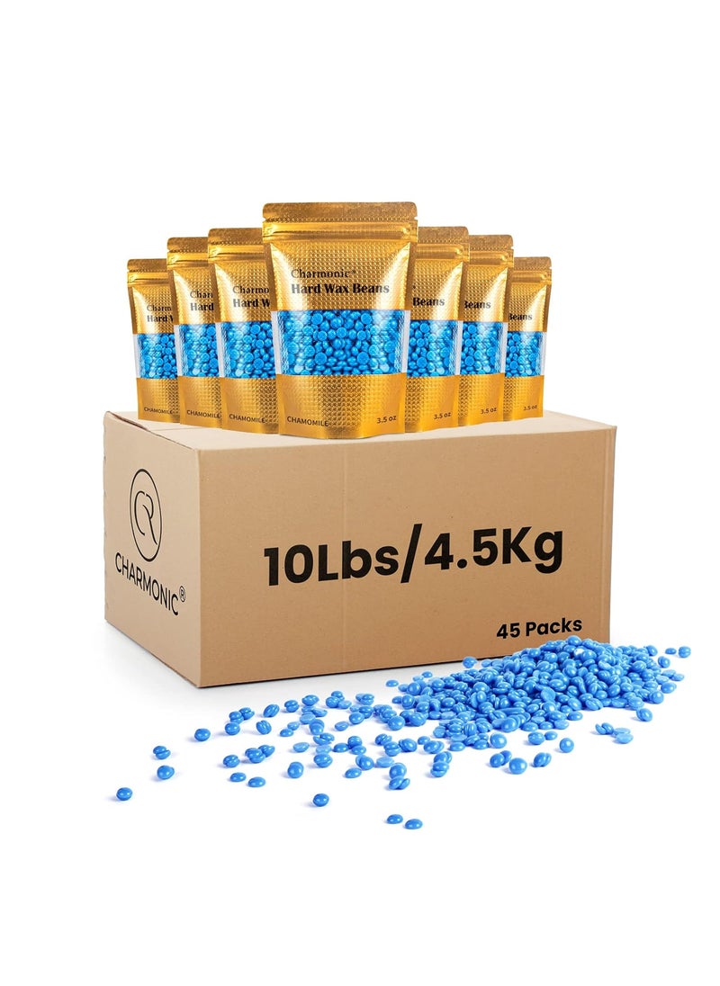 Charmonic Hard Wax Beads, 10lb, Bulk Hair Waxing Beads for Face, Eyebrow, Brazilian, Legs, Body and Bikini Hair Removal, Wax Beans, at Home Waxing Kit for Women & Men 