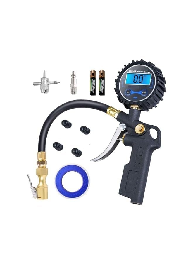 Digital Tire Pressure Gauge with Inflator, 250 PSI Air Chuck and Compressor Accessory, Heavy Duty with Quick Connector, 0.1 Display Resolution, For Cars, SUVs, Trucks, Motorcycles, RVs - Image 1