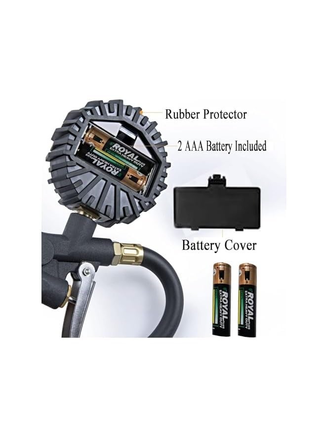 Digital Tire Pressure Gauge with Inflator, 250 PSI Air Chuck and Compressor Accessory, Heavy Duty with Quick Connector, 0.1 Display Resolution, For Cars, SUVs, Trucks, Motorcycles, RVs - Image 5