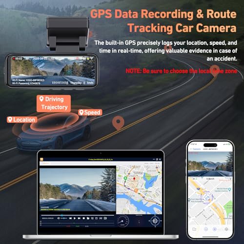 ssontong Car Camera - Dash Cam Front and Rear, 4K Dash Camera for Cars Built-in 5.8G WiFi GPS ADAS Dashcam,3.2" IPS Screen Dash Cam with Free 32GB Card,G-Sensor,Loop Recording,WDR,Night Vision Dashboard Camera - Image 4