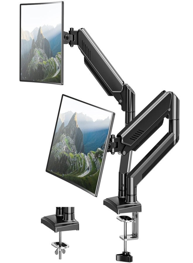 MOUNT PRO Dual Monitor Desk Mount - Adjustable Monitor Arm for 2 Monitors up to 32 inches/19.8 lbs, Double Monitor Desk Stand VESA Bracket with C-Clamp & Grommet Mounting, Swivel Computer Screen Mount, Freelift - Image 1