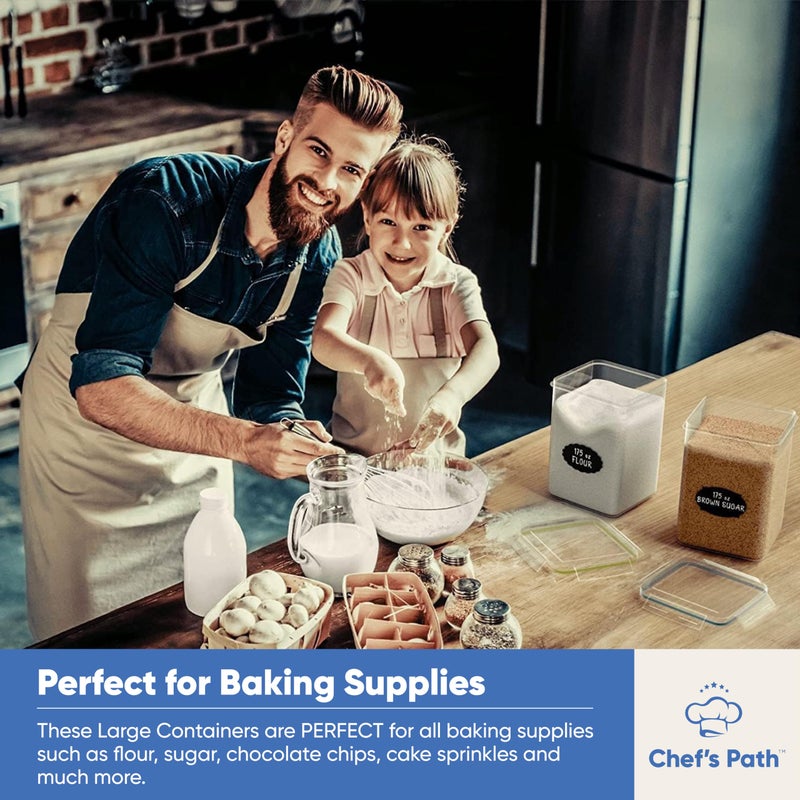 Chef's Path Extra Large Food Storage Containers with Lids Airtight (5.2L|175Oz|2 Pack) for Flour  Sugar  Rice & Baking Supply - Airtight Kitchen & Pantry Bulk Food Storage for Kitchen Organization - Image 3