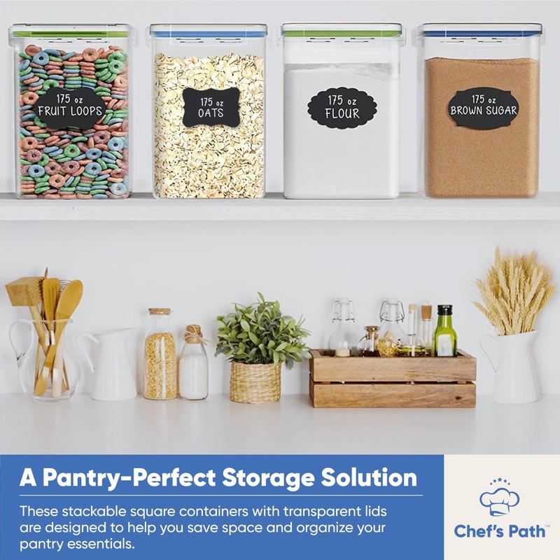 Chef's Path Extra Large Food Storage Containers with Lids Airtight (5.2L|175Oz|2 Pack) for Flour  Sugar  Rice & Baking Supply - Airtight Kitchen & Pantry Bulk Food Storage for Kitchen Organization - Image 5
