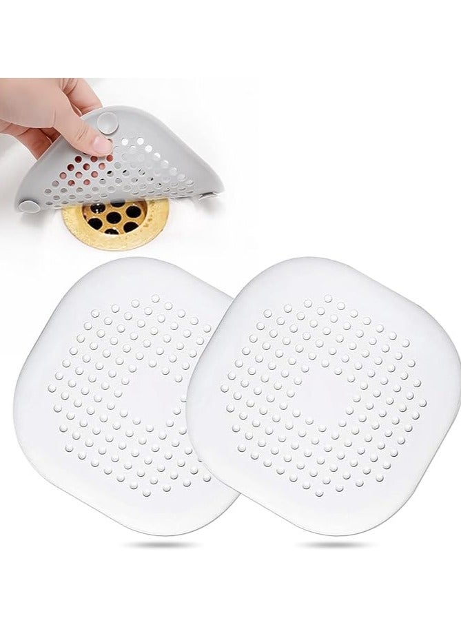 مرفا غطاء تصريف السيليكون لالتقاط الشعر مع أكواب شفط – أبيض (عبوة من 2)  - Image 1