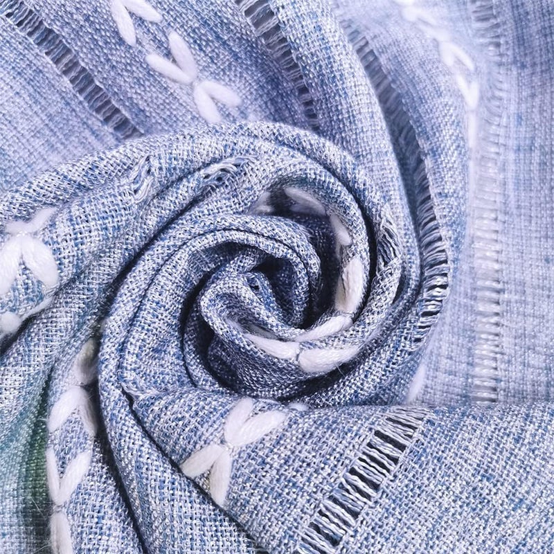 Utobanh Simple Bedside Table Tassel Cover Cloth, Tablecloth Cover Towel, Suitable for Bedside Table TV Microwave Washing Machine Refrigerator Dust Cover (Grey Blue, 15.7 * 35.4 inches) - Image 2