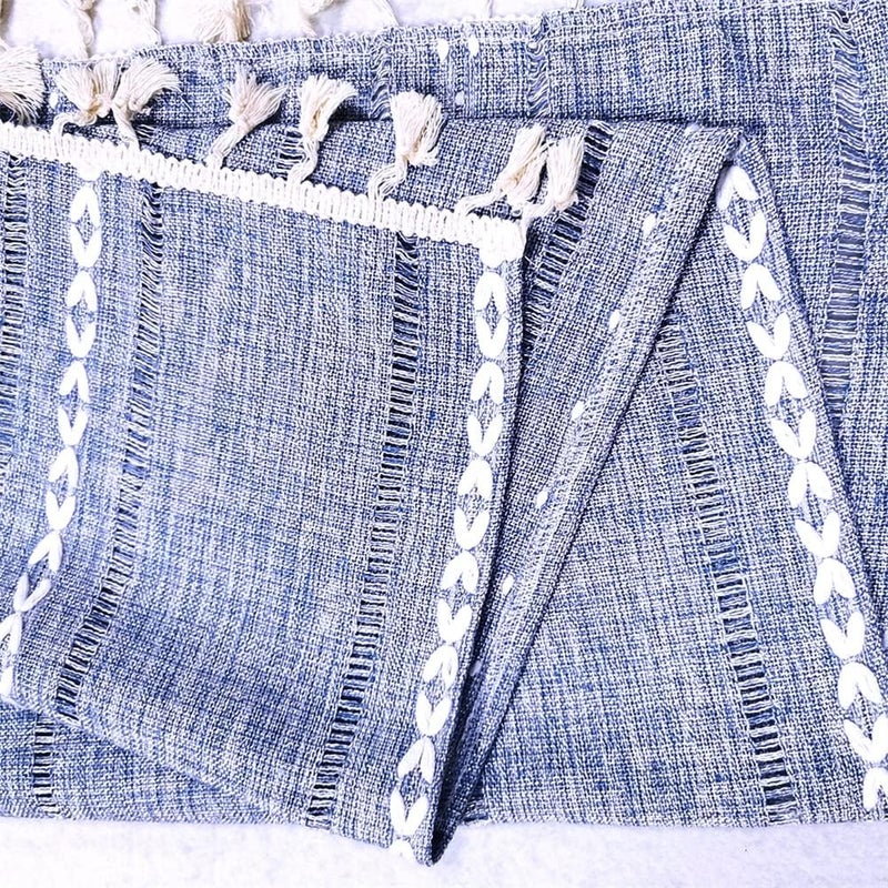 Utobanh Simple Bedside Table Tassel Cover Cloth, Tablecloth Cover Towel, Suitable for Bedside Table TV Microwave Washing Machine Refrigerator Dust Cover (Grey Blue, 15.7 * 35.4 inches) - Image 4