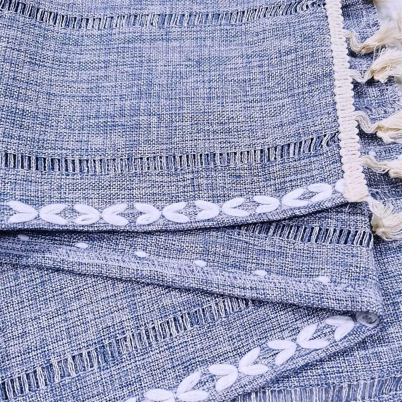 Utobanh Simple Bedside Table Tassel Cover Cloth, Tablecloth Cover Towel, Suitable for Bedside Table TV Microwave Washing Machine Refrigerator Dust Cover (Grey Blue, 15.7 * 35.4 inches) - Image 5