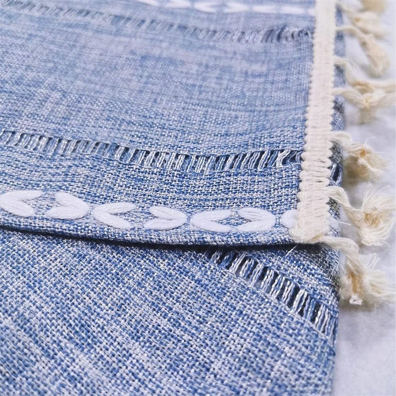 Utobanh Simple Bedside Table Tassel Cover Cloth, Tablecloth Cover Towel, Suitable for Bedside Table TV Microwave Washing Machine Refrigerator Dust Cover (Grey Blue, 15.7 * 35.4 inches) - Image 3