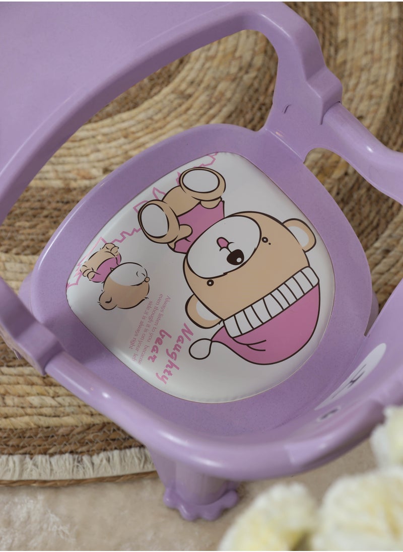 FUN MOMENT Children's plastic chair with a food stand with a designated place for cups decorated with cute drawings for Kids - Purple color  - Image 3