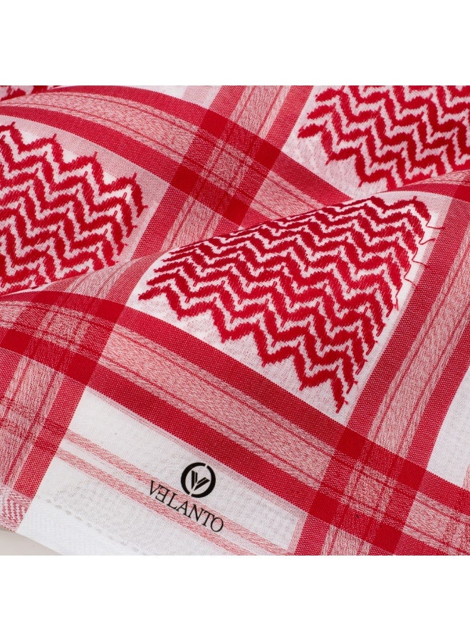 VELANTO Red and white shemagh with a wide red stripe - Image 4