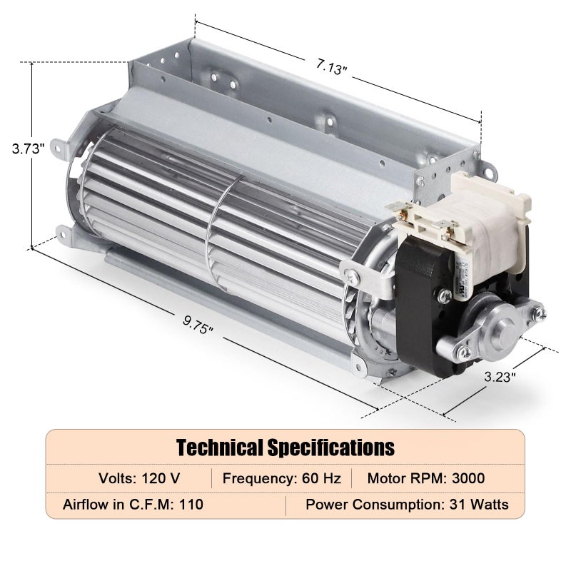 Criditpid GZ550 GZ552 EP62-1 Replacement Fireplace Blower Fan for Continental, Napoleon Fireplaces, Rotom R7-RB59, R7-RB61, GZ550-1KT Fireplace Blower for Napoleon bgd36ntr, b36ntr, b36ptre Fireplace - Image 2