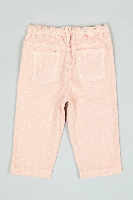 R&B Embroidered Jeans with Button Closure