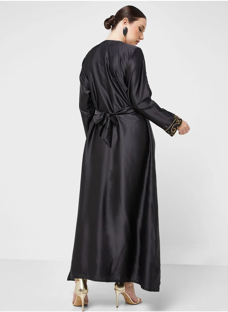 ARABIAN CLOSET Embellished V- Neck Jalabiya