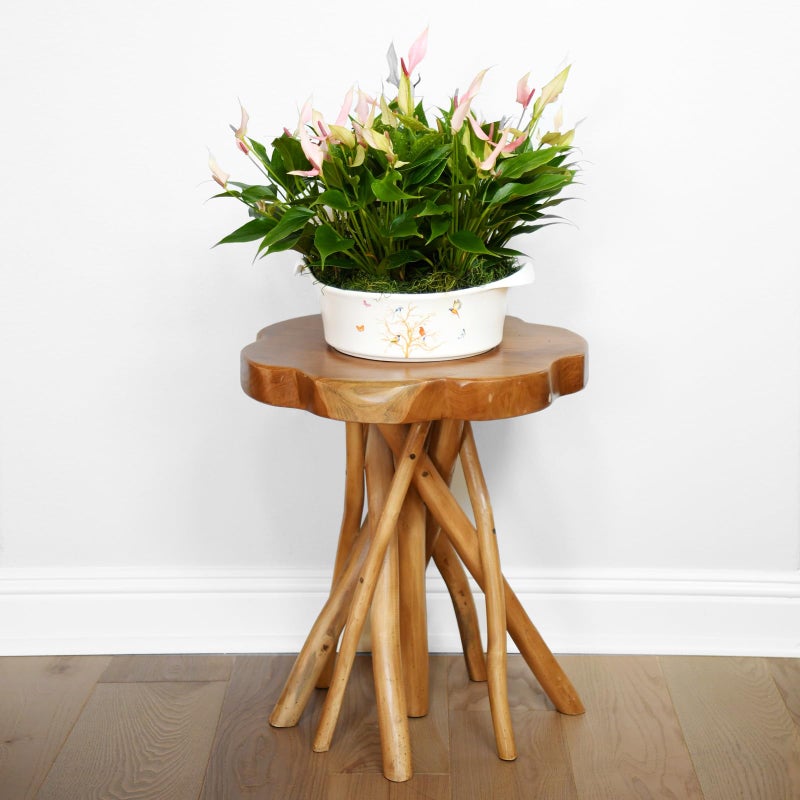 WELLAND Solid Teak Live Edge End Table,18" L x 18" W x 20" H Uniquie Side Table, Small Accent Table, Plant Stand for Living Room, Bedroom, Home Office - Image 4