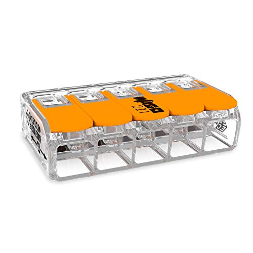 WAGO Compact Splicing Connector, for All Conductor Types, max.6 mm², 5-Conductor,with levers, Transparent housing, Surrounding air Temperature, max 85°C (T85), 6,00 mm², Transparent, 221-615 (15 pcs) - Image 3