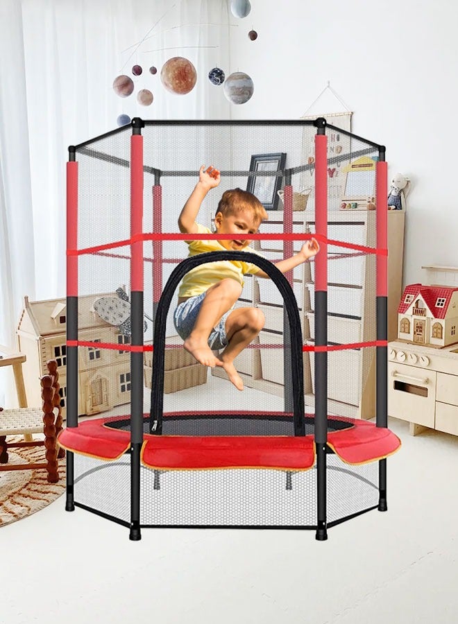 5.5ft Indoor Or Outdoor Mini Toddler Trampoline With Safety Enclosure 140x140x160cm - Image 1