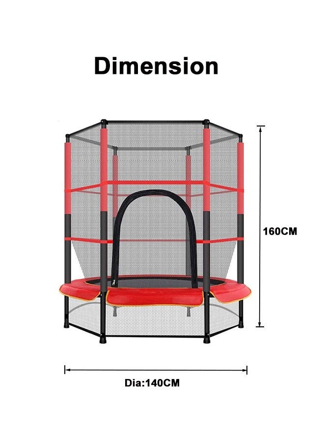 5.5ft Indoor Or Outdoor Mini Toddler Trampoline With Safety Enclosure 140x140x160cm - Image 2