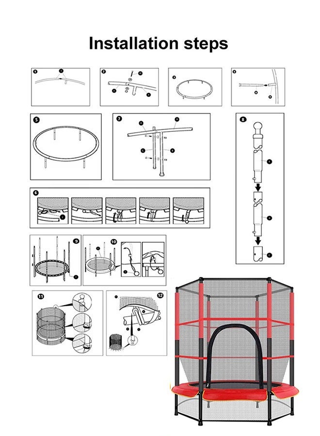5.5ft Indoor Or Outdoor Mini Toddler Trampoline With Safety Enclosure 140x140x160cm - Image 5