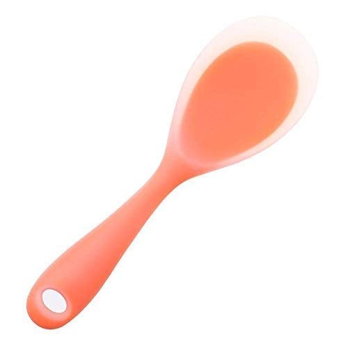 we3 Non-Stick Rice Spoon Silicone Ladle Soup Spoon with Handle for Dining Table 22.3 x 6.8 cm. (Orange) - Image 1