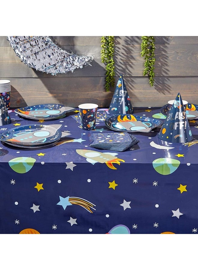 Blue Panda 99Piece Outer Space Party Pack With Dinnerware Hats Banner Tablecloths (Serves 24) - Image 2