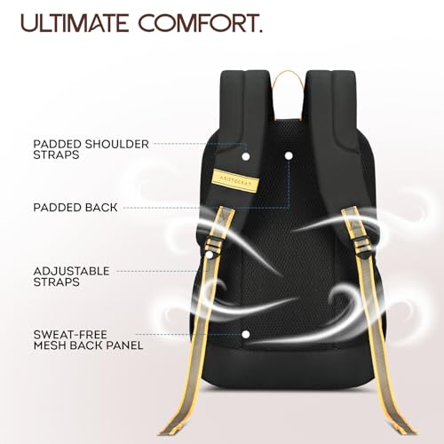 Aristocrat Lava 17 Inch Compatible Laptop Backpack 25L | Premium Durable Fabric | 2 Compartments with Side Bottle Pocket | Padded Backpanel | Office & Travel Backpack for Men & Women (Black) - Image 4