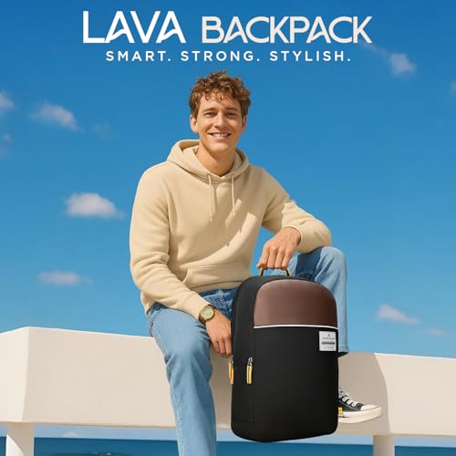 Aristocrat Lava 17 Inch Compatible Laptop Backpack 25L | Premium Durable Fabric | 2 Compartments with Side Bottle Pocket | Padded Backpanel | Office & Travel Backpack for Men & Women (Black) - Image 2