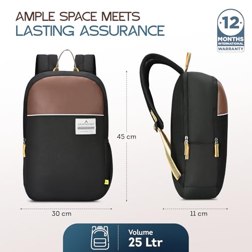 Aristocrat Lava 17 Inch Compatible Laptop Backpack 25L | Premium Durable Fabric | 2 Compartments with Side Bottle Pocket | Padded Backpanel | Office & Travel Backpack for Men & Women (Black) - Image 5