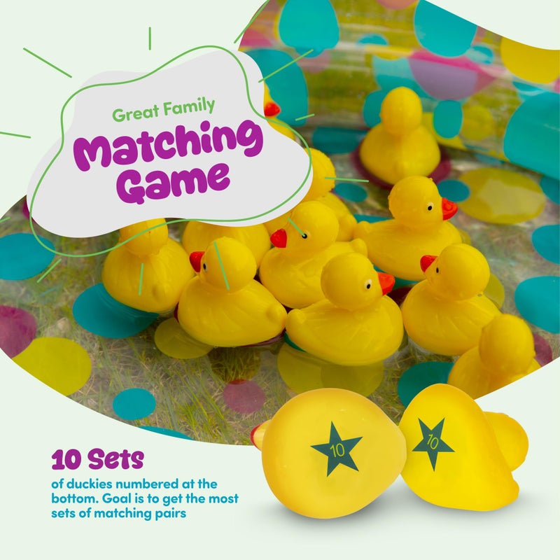 Gamie Duck Pond Matching Carnival Game for Kids, 36" x 6" Inflatable Pool & 20 Plastic Ducks with Numbers, Water Outdoor Game for Kids, Fun Memory Game for Backyard, Birthday Party Field Day Games - Image 3