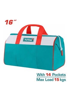 TOTAL Total 16” Heavy Duty Tool Bag with Rigid Frame – Multi-Pocket Tool Storage Bag with 15kg Max Load – Ideal for Electricians, Mechanics, DIY, and Construction Work – Internal & External Pockets  - Image 1