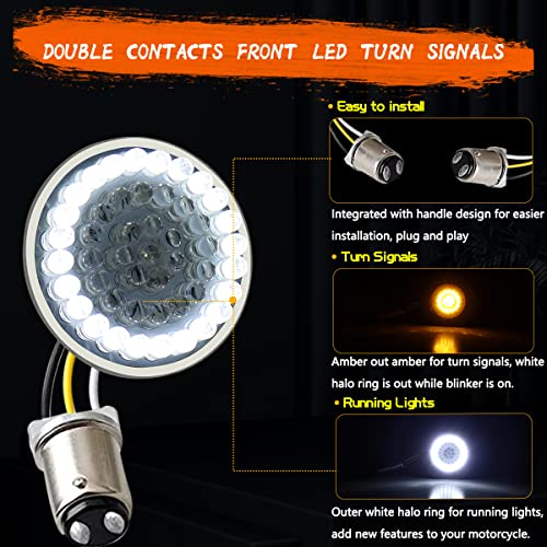 MotoParAcc 1157 Front Rear LED Turn Signal, 2 Inch Bullet Double Contacts Motorcycle Brake Running Light for Harley Street Glide, Dyna, Sportster 1200, Iron 883, Road King 2020 - Image 2