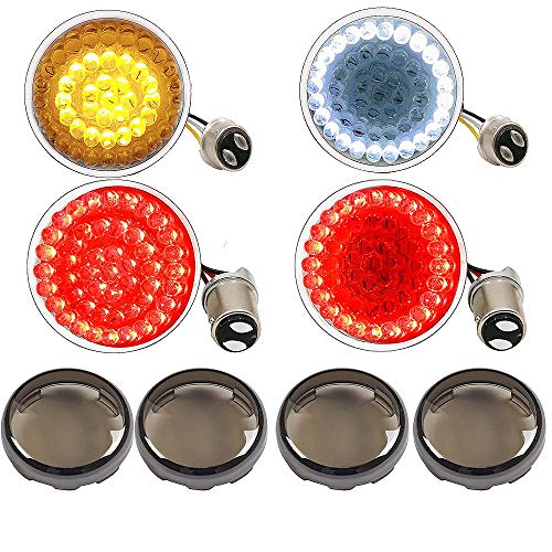 MotoParAcc 1157 Front Rear LED Turn Signal, 2 Inch Bullet Double Contacts Motorcycle Brake Running Light for Harley Street Glide, Dyna, Sportster 1200, Iron 883, Road King 2020 - Image 1